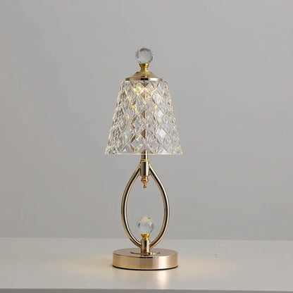 VINTAGE GOUDEN TAFELLAMP VAN CRISTAL